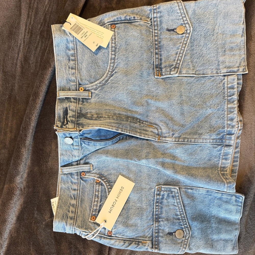 Denim Forum Light Blue Denim Cargo Skirt